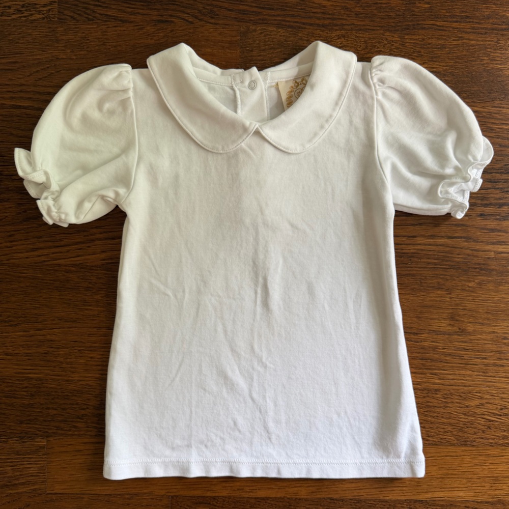 Beaufort Bonnet Co White Short Sleeve Top with Peter Pan Collar size 5